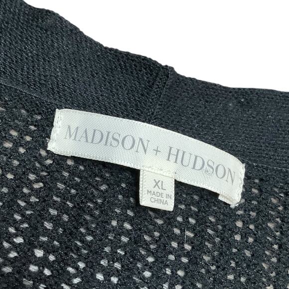 Madison + Hudson Women's Split Neck Crochet Cardigan Black Size XL EUC - Picture 4 of 7